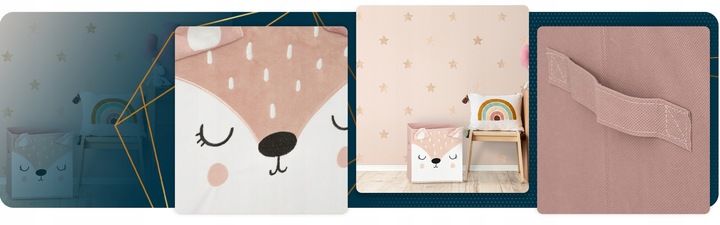 Kosz pojemnik organizer TEKSTYLNY dla dzieci na zabawki JELONEK 29x29 cm zdjęcie 7