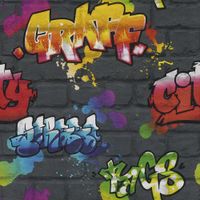 TAPETA WZÓR CEGŁA Z GRAFFITI EFEKT 3D MUR KAMIEŃ