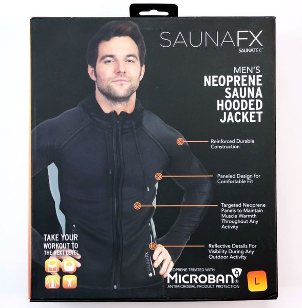 Kurtka z kapturem męska neopren Jogging Sauna Odblask FITNESS SAUNATEK r. L zdjęcie 6