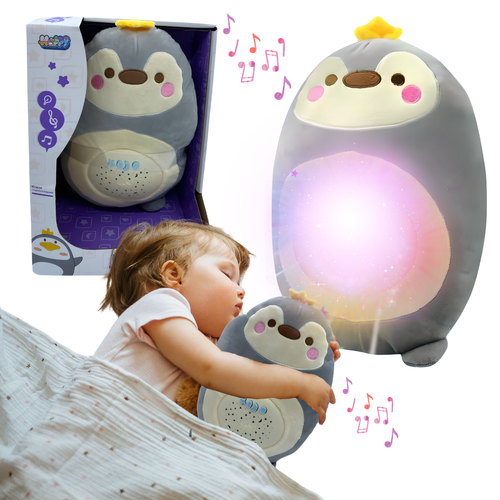 Pingwin Maskotka Przytulanka Z Projektorem Światła Melodie Biały Szum na Arena.pl