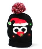 CZAPKA ZIMOWA ŚWIĄTECZNA LED ŚWIECĄCA GRUBA CIEPŁA CZAPKA NA ZIMĘ PINGWIN