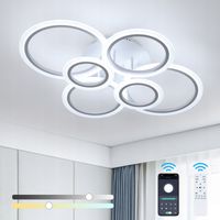 LAMPA SUFITOWA PLAFON LED BIAŁA NOWOCZESNA DO SALONU Z PILOTEM 3000K-6500K…
