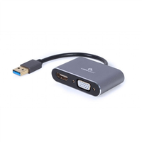 Adapter wideo Cablexpert | 15-pinowy HD D-Sub (HD-15) | 19-pinowy HDMI typ A | żeński | 9-pinowy USB typ A | męski | gwiezdna szarość | 0,15 m