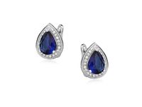 RODOWANE SREBRNE PODŁUŻNE ŁEZKI SZAFIR CYRKONIE