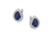 RODOWANE SREBRNE PODŁUŻNE ŁEZKI SZAFIR CYRKONIE