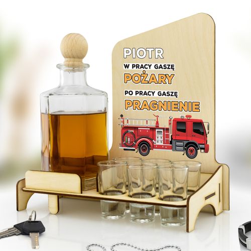 Karafka WÓZ STRAŻACKI kieliszki prezent na URODZINY dla strażaka na Arena.pl