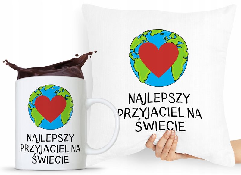 Zestaw Poduszka + Kubek Prezent Dla Przyjaciela Z Nadrukiem Ze Zdjęciem zdjęcie 1