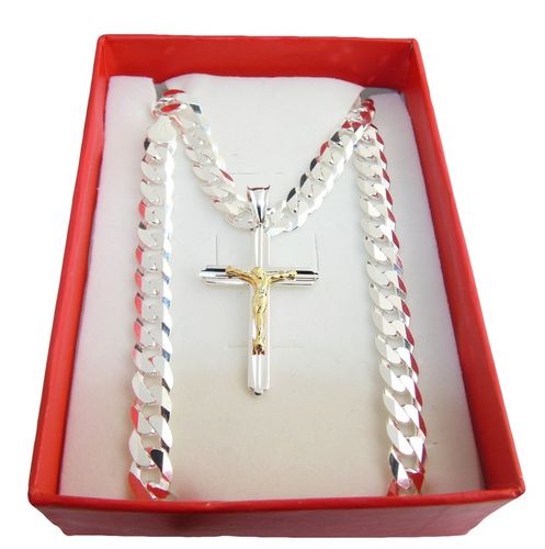 Srebrny Łańcuszek Pancerka Diamentowany Krzyż 50cm na Arena.pl