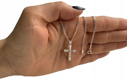 Łańcuszek srebrny 925 pancerka 45cm i krzyżyk prezent komunijny dla chłopca na Arena.pl