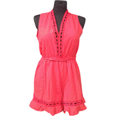 Lekki Damski Kombinezon Letni z Krótkimi Spodenkami Czerwony Rozmiar S