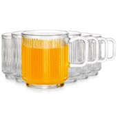 6x Szklanki Ryflowane do Kawy Herbaty Napojów Zestaw Komplet Szklanek 350ml