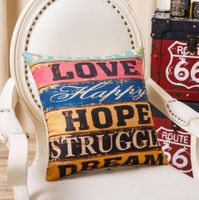 Poszewka na poduszkę z napisami Love Happy 45x45cm