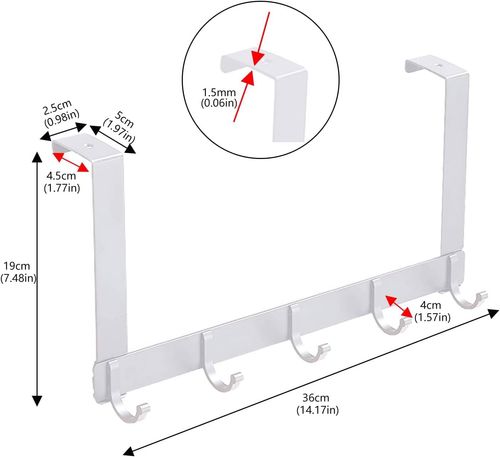 Wieszak na Drzwi 5 Haczyków Metalowy Biały na Arena.pl