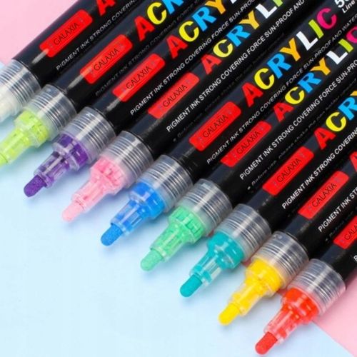 MARKERY AKRYLOWE ZESTAW 24 SZT Pisaki Flamastry Mazaki WODOODPORNE Z FARBĄ na Arena.pl