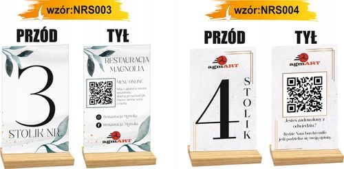 NUMER STOLIKA RESTAURACJA KOD QR LOGO z nadrukiem dużo wzorów na Arena.pl