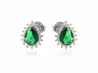 RODOWANE SREBRNE KOLCZYKI ŁEZKI KROPLE MARKIZY ZIELONE CYRKONIE