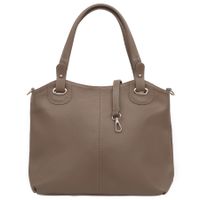 VERA PELLE torebka damska skórzana shopper z paskiem na ramię V658 c.taupe