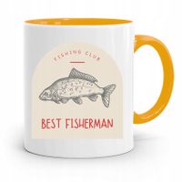 Kubek Żółty Wędkarza Best Fishking Fishking Club Z Nadrukiem Ze Zdjęciem