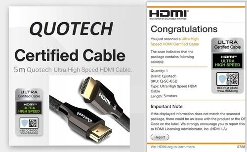 Kabel HDMI 2.1 8K Ultra High Speed QUOTECH 5m na Arena.pl