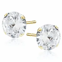 OKRĄGŁE POZŁACANE SREBRNE KOLCZYKI WKRĘTKI KÓŁKA 10MM BIAŁE CYRKONIE