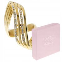 Pierścionek pozłacany STAL 316L z CYRKONIAMI