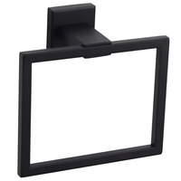 Wieszak na Ręczniki Kwadratowy Stalowy Czarny Mat 16x13 cm Uchwyt Ścienny