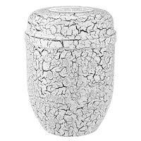 Biała metalowa urna kremacyjna na prochy dorosłych / Plakietka