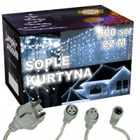 SOPLE GRUBE 500 led KURTYNA BIAŁE ZIMNE 22M 500L