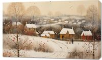 Obraz 100x60cm Wioska Otulona Śniegiem