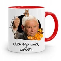 Kubek Czerwony Śmieszny Pis Jarosław Kaczyński Z Nadrukiem Ze Zdjęciem