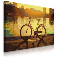 Obraz Rower Rzeka Krajobraz Architektura Abstrakcja Retro 90cm x 60cm