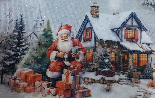 OBRUS ŚWIĄTECZNY 150X225 CM BOŻE NARODZENIE PLAMOODPORNY MIKOŁAJ RENIFER na Arena.pl