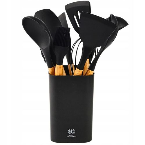 PRZYBORY KUCHENNE SILIKONOWE 12el czarne ZESTAW PRZYBORÓW KUCHENNYCH na Arena.pl