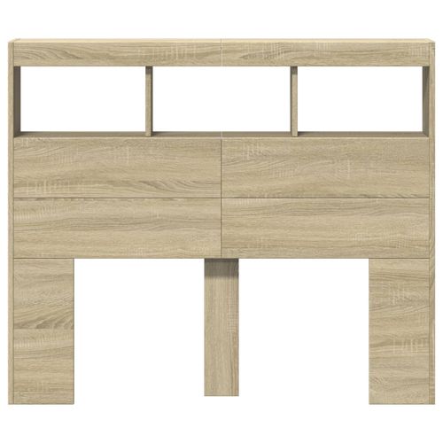 Zagłówek z półkami i oświetleniem LED, dąb sonoma, 120x17x102cm na Arena.pl