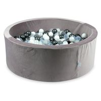 Suchy basen z piłeczkami 500 sztuk 110x40 Velvet lila (perłowe, szare, białe, przezroczyste, metaliczny grafit)