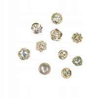 PINETS Zestaw 10 szt Przypinek złote cyrkonie