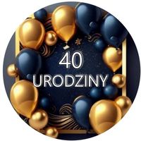 Opłatek na tort Urodziny 18 30 40 50 60 Balony Szampan Happy Birthday Tekst