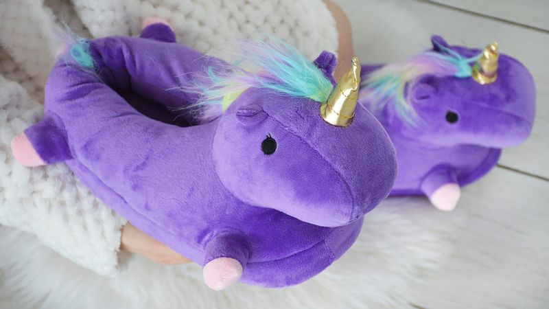 Kapcie fioletowe jednorożec zdjęcie 4