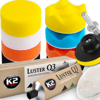 ZESTAW GĄBEK GĄBKI PADY POLERSKIE + PASTA POLERSKA DO POLEROWANIA LAKIERU