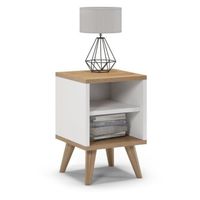 Szafka nocna na nóżkach, SKAND, 30x30x45 cm, biel, dąb, mat | TYLETEGOTU