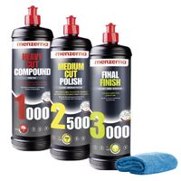 pasty polerskie do lakieru 1000 2500 3000 + mikrofibra 3x1l menzerna