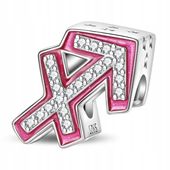 Zawieszka SREBRO 925 Koralik Charms Różowy Znak Zodiaku Strzelec