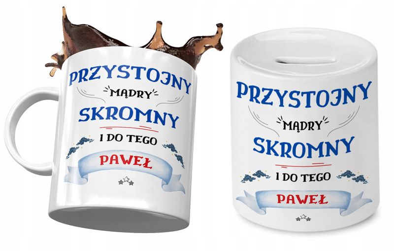 Dla Pawła Zestaw Kubek + Skarbonka Na Prezent Z Nadrukiem Ze Zdjęciem zdjęcie 1