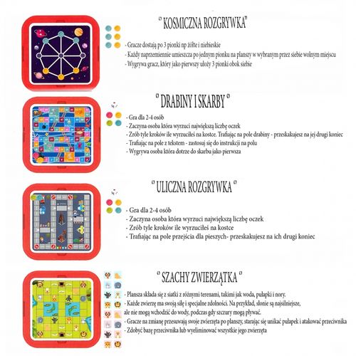 WOOPIE Stolik Gier Planszowych Logicznych 65 el. Zestaw 11w1 na Arena.pl