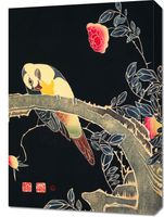 Obraz 50x70cm Parrot on the Branch, Jakuchu Japoński Vintage