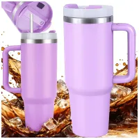 Duży kubek termiczny 1,2l słomka uchwytem stalowy termos na zimne i gorące