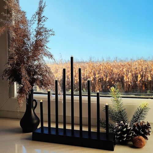 ŚWIECZNIK ADWENTOWY ŚWIECE ŚWIECZKI LAMPKI ŚWIĄTECZNY NA OKNO 9 led CZARNY na Arena.pl