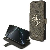 Etui Guess Book 4G Metal Logo do iPhone 17 Pro brązowy