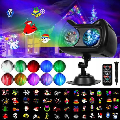 PROJEKTOR LASEROWY ŚWIĄTECZNY ZEWNĘTRZNY GWIAZD RGB PILOT 72 WZORÓW RZUTNIK na Arena.pl