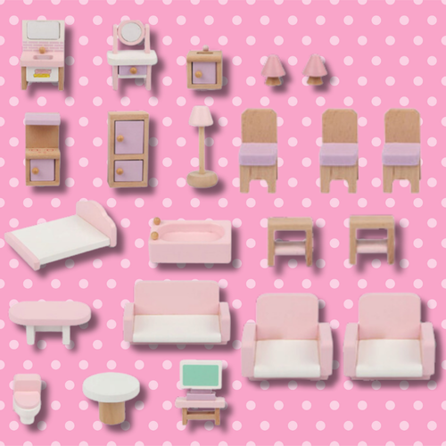 duży drewniany domek dla lalek  3 piętra +meble na Arena.pl